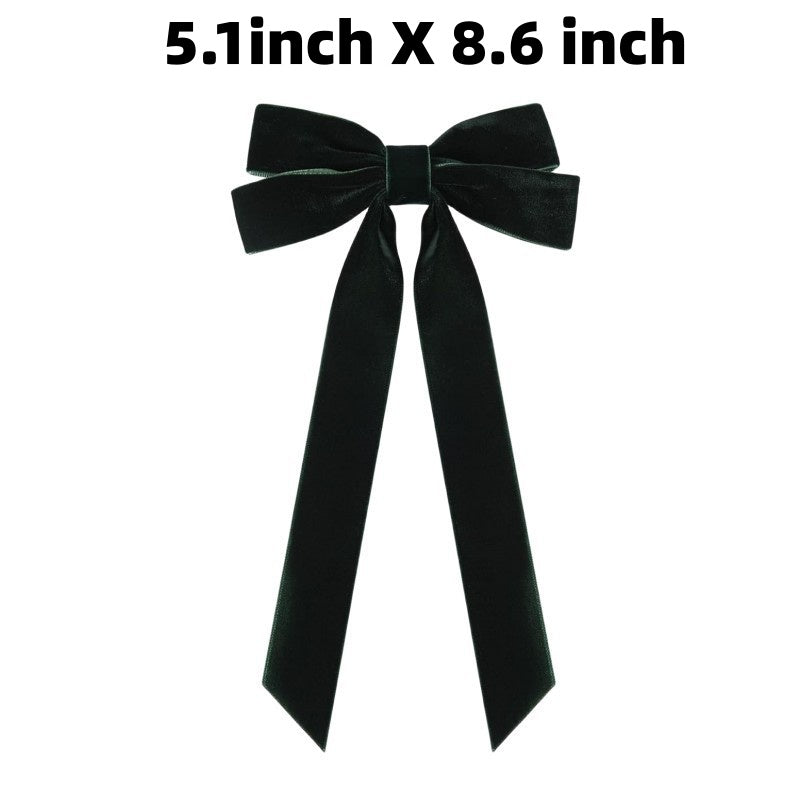 Velvet Christmas Tree Bows With Twist Tie - DarkGreen