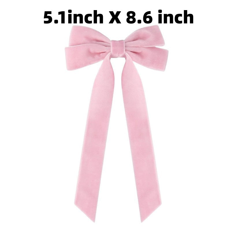 Velvet Christmas Tree Bows With Twist Tie - Pink