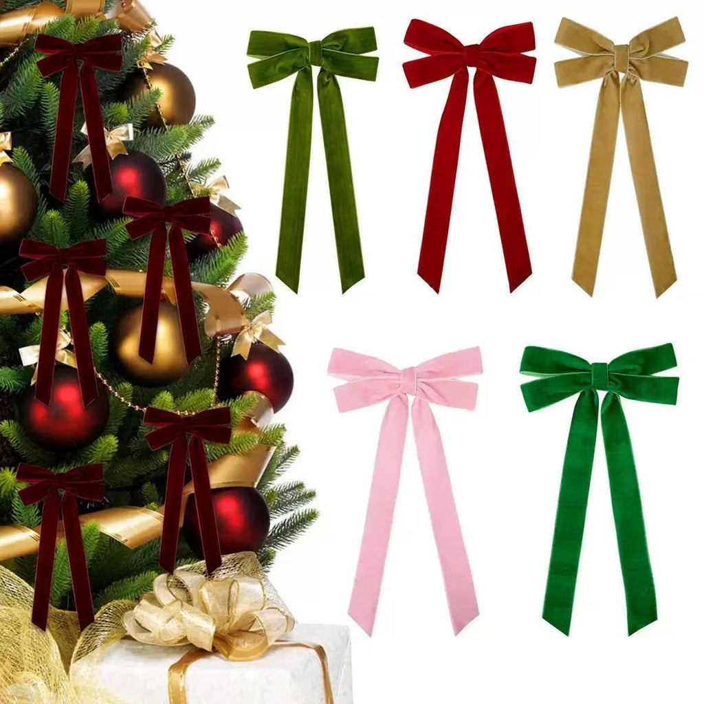 Velvet Christmas Tree Bows With Twist Tie - view 2