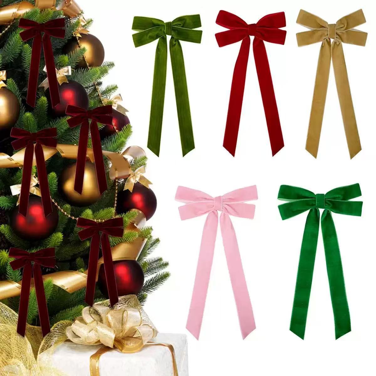 Velvet Christmas Tree Bows With Twist Tie - view 2