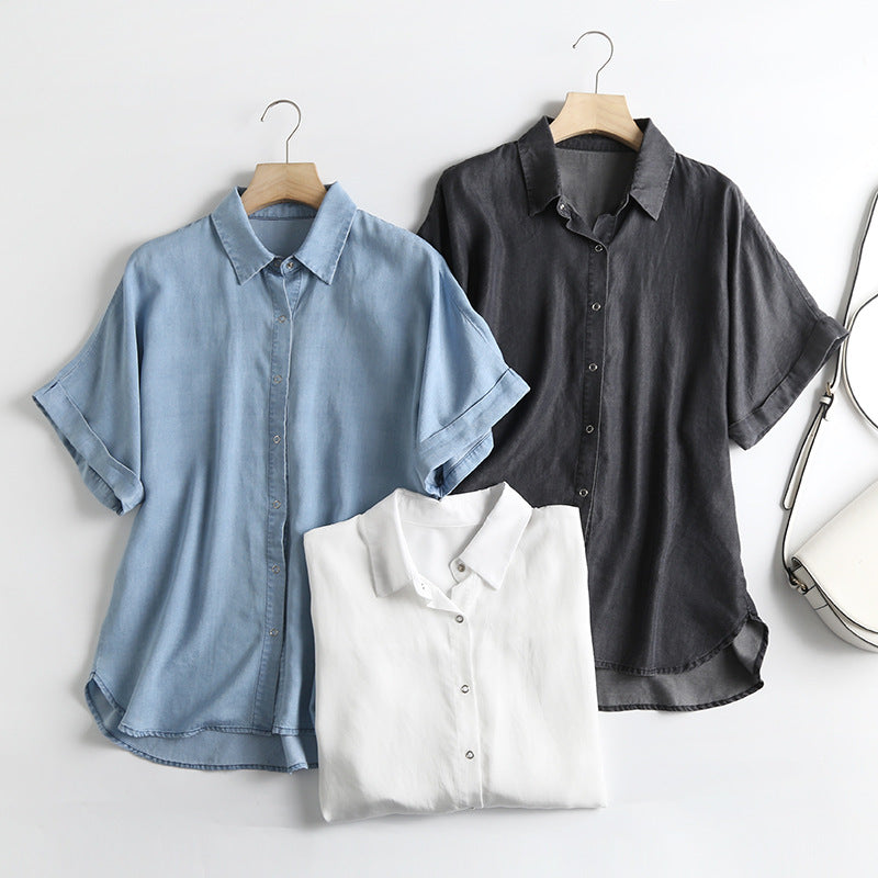 Soft Chambray Short Sleeve Button Down Shirt - view 2
