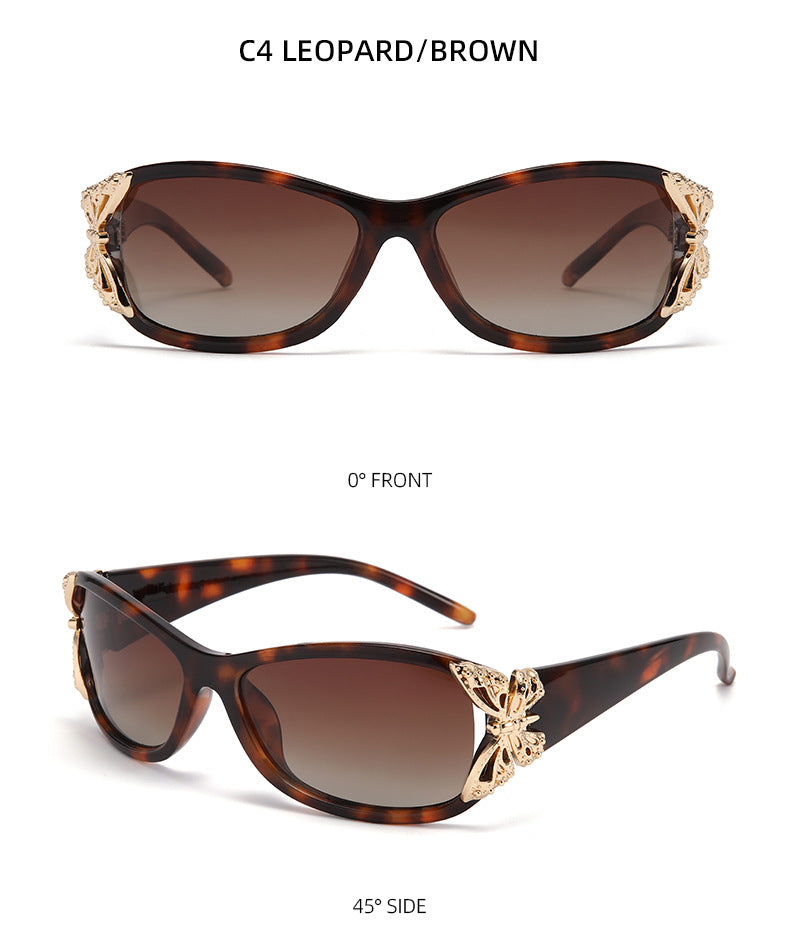 Floral Metal Trim Wrap Sunglasses - LEOPARD_B