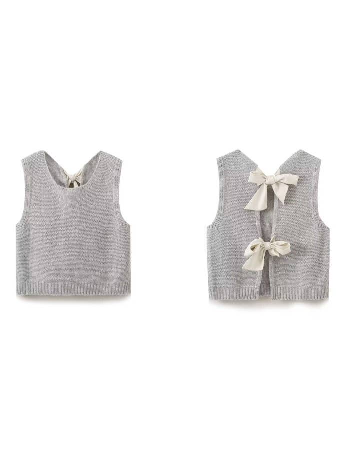 Ribbon Bow Back Knit Sweater Vest