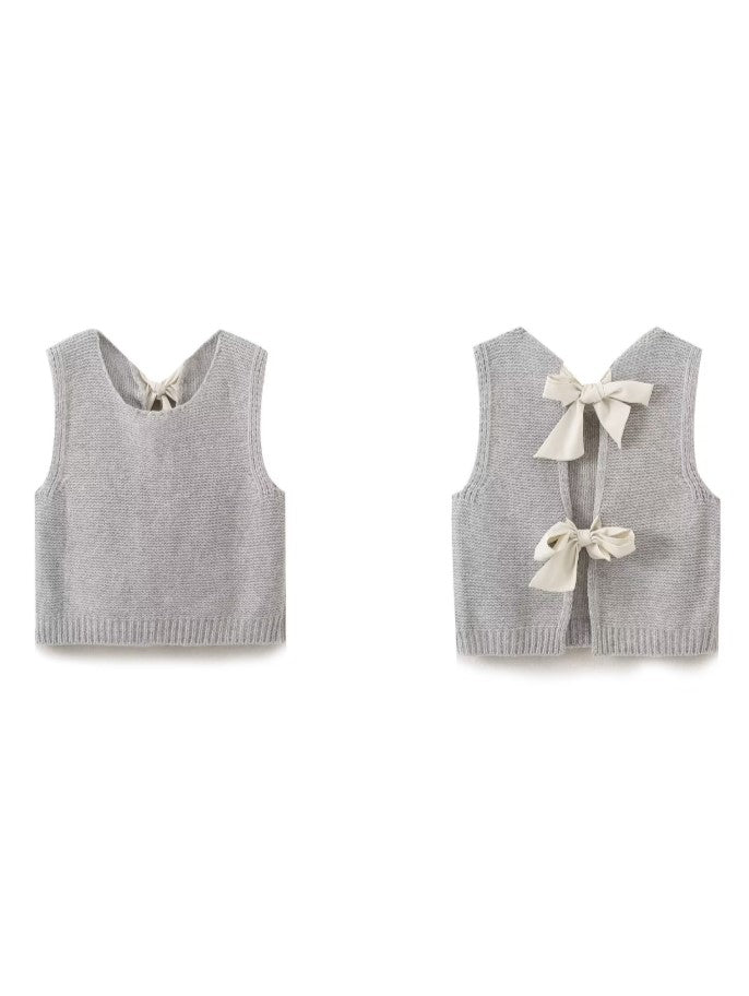 Ribbon Bow Back Knit Sweater Vest - view 1