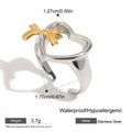 Heart Cutout Bow Open Ring - Silvery
