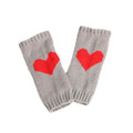 Heart Motif Fingerless Knit Gloves - Gray