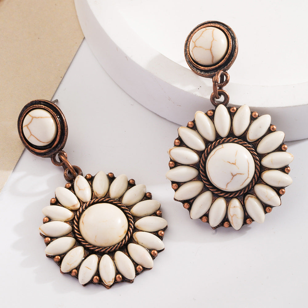 Western Concho Statement Drop Earrings - Round-2 - 1