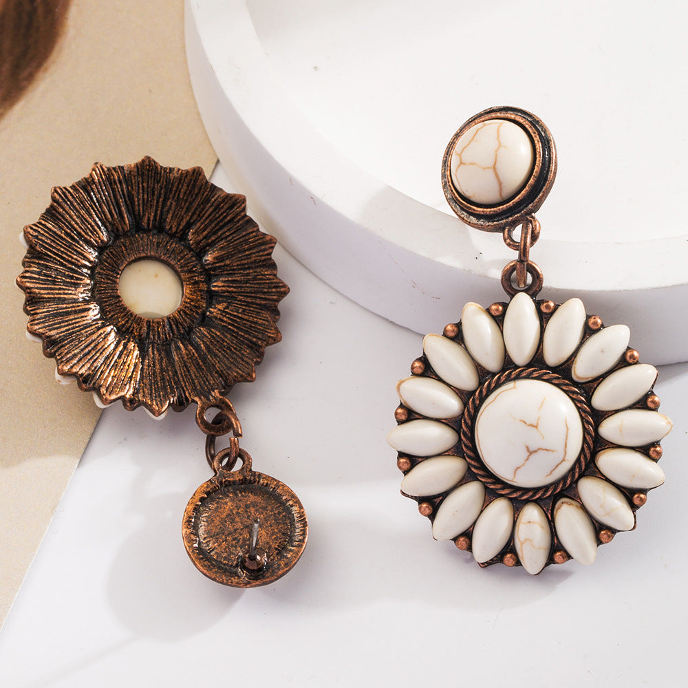 Western Concho Statement Drop Earrings - Round-2 - 2