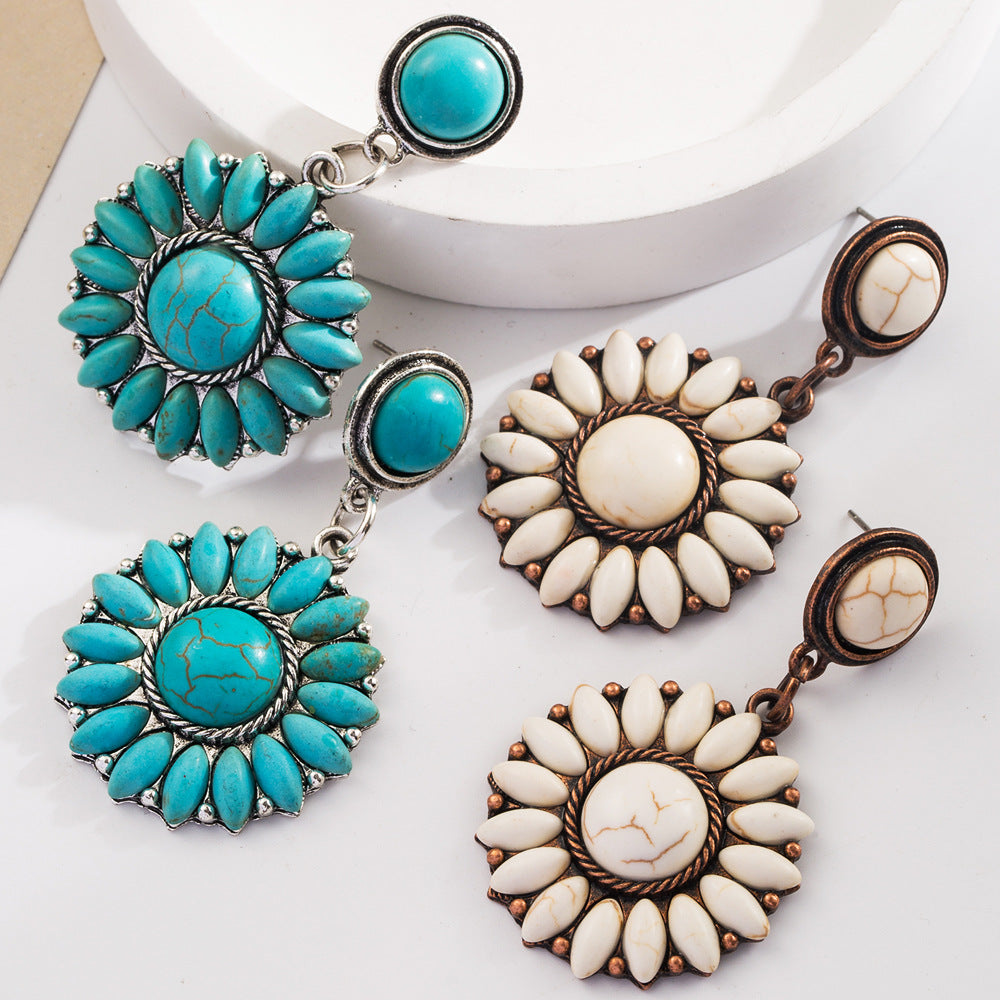 Western Concho Statement Drop Earrings - Round-2 - 3