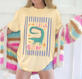 Alligator Graphic Boxy Tee With Curved Hem - Yellow