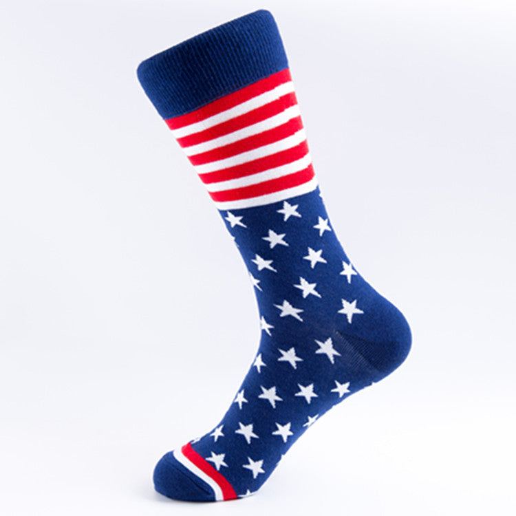 Stars And Stripes Pattern Crew Socks - Color_02