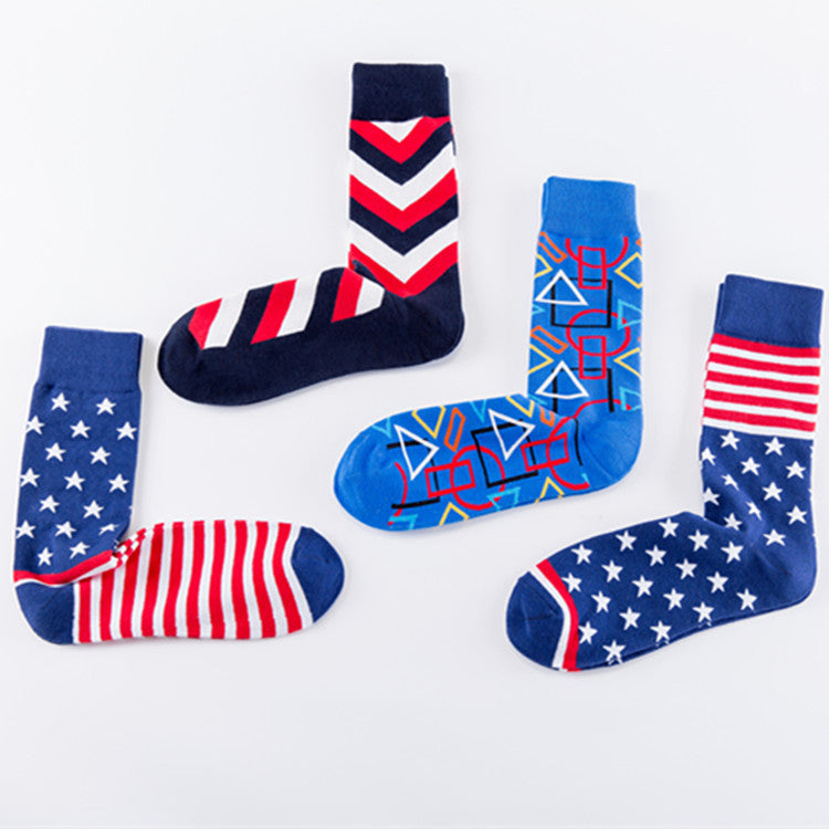 Stars And Stripes Pattern Crew Socks