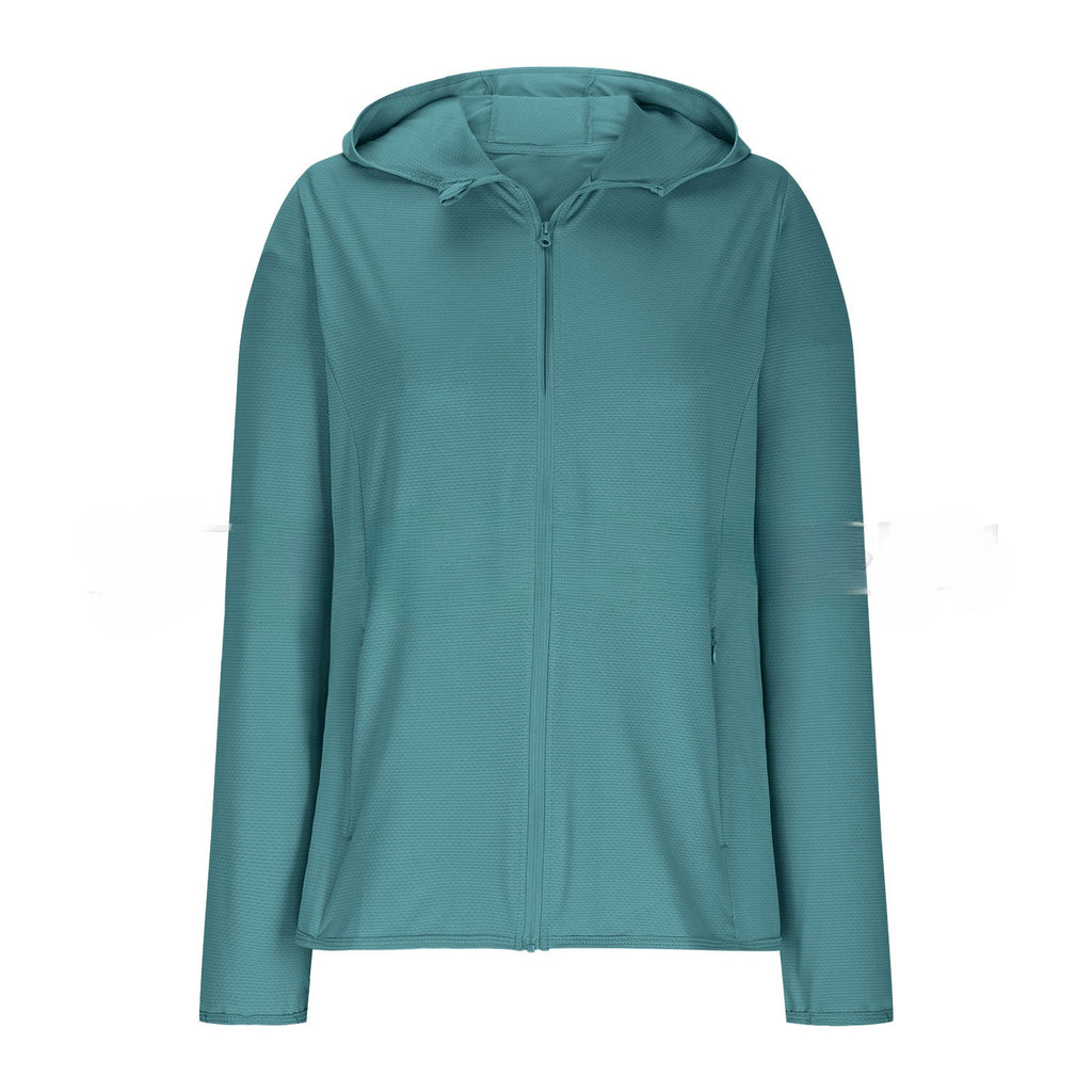 Lightweight Hooded Sun Jacket With Full Zip - DGreen