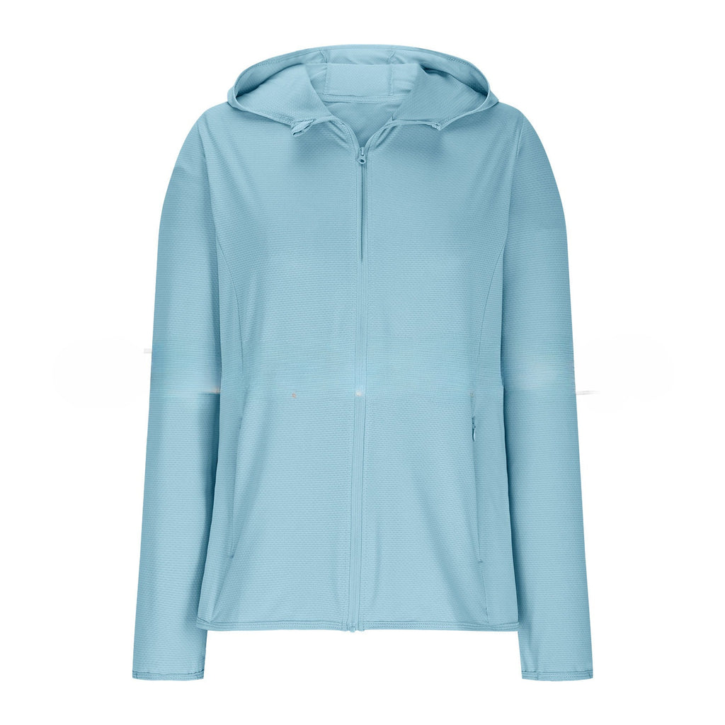 Lightweight Hooded Sun Jacket With Full Zip - SkyBlue