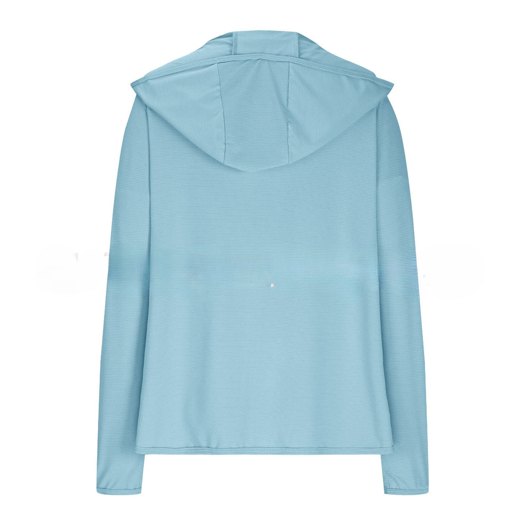 Lightweight Hooded Sun Jacket With Full Zip - SkyBlue - 1