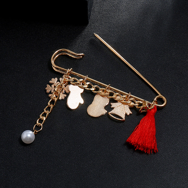 Tassel and Pearl Charm Pin Brooch - NO-1 - 1