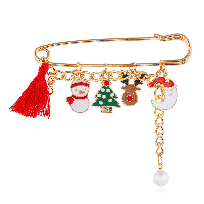 Tassel and Pearl Charm Pin Brooch - NO-2
