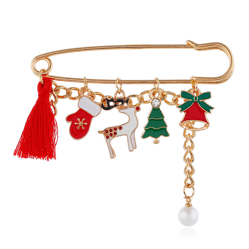 Tassel and Pearl Charm Pin Brooch - NO-4