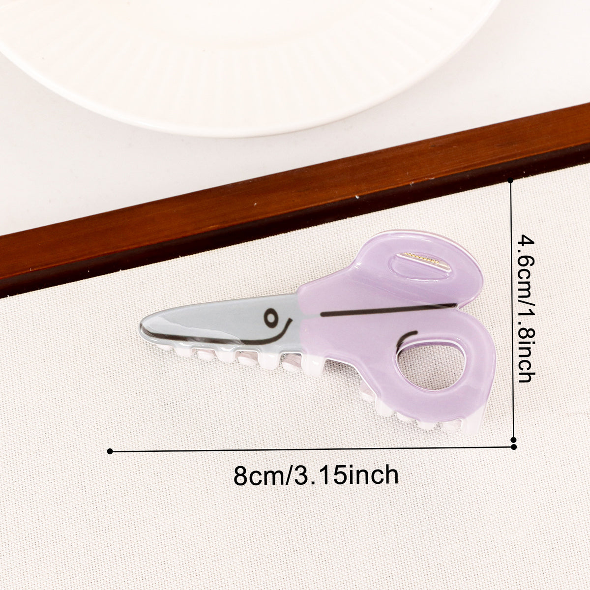 Pencil Scissors Protractor Novelty Hair Claw Clip - Scissors