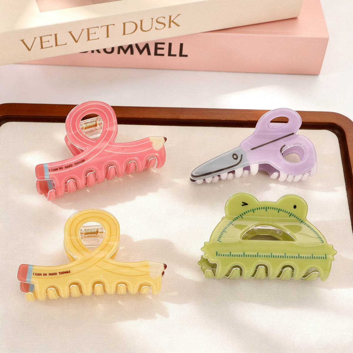 Pencil Scissors Protractor Novelty Hair Claw Clip - view 1