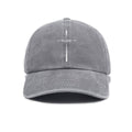 Vintage Washed Baseball Cap With Cross Embroidery - Grey