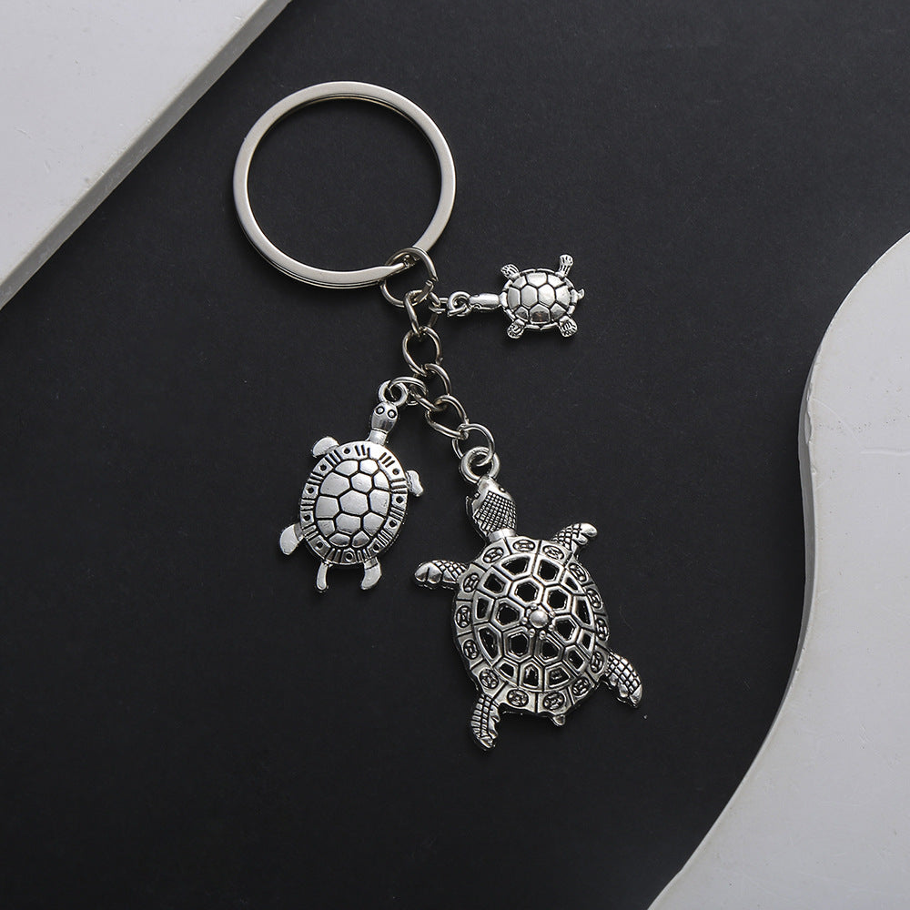 Vintage Silver Tone Turtle Charm Keychain - Turtle - 1