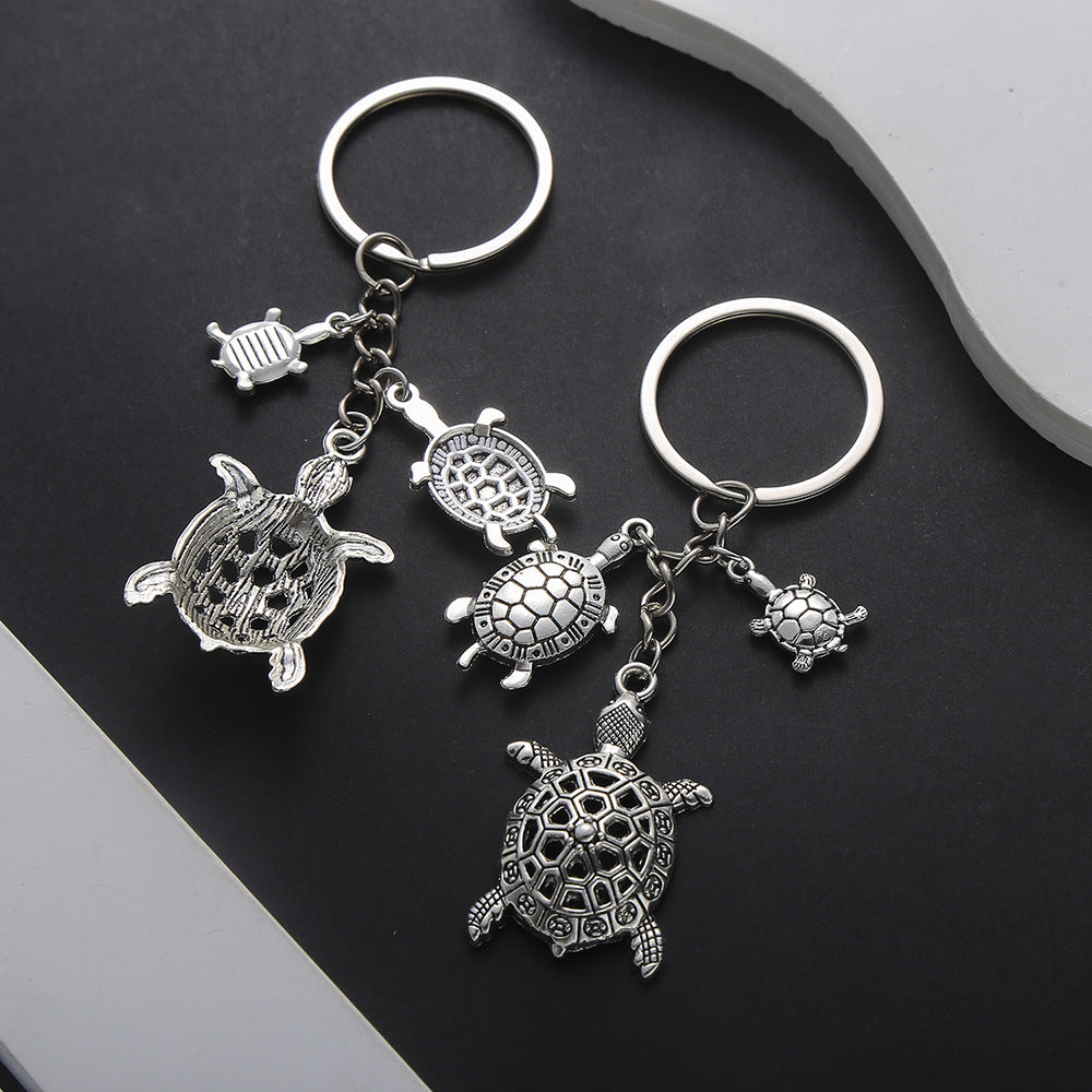 Vintage Silver Tone Turtle Charm Keychain - Turtle - 2