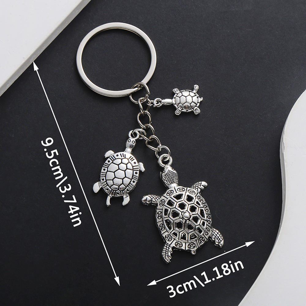 Vintage Silver Tone Turtle Charm Keychain - Turtle - 3