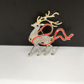 Rhinestone Deer Ribbon Brooch Pin - Color