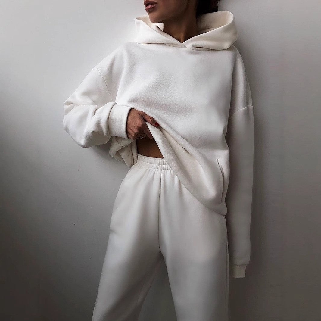 Oversized Fleece Hoodie Cuffed Jogger Athletic Set