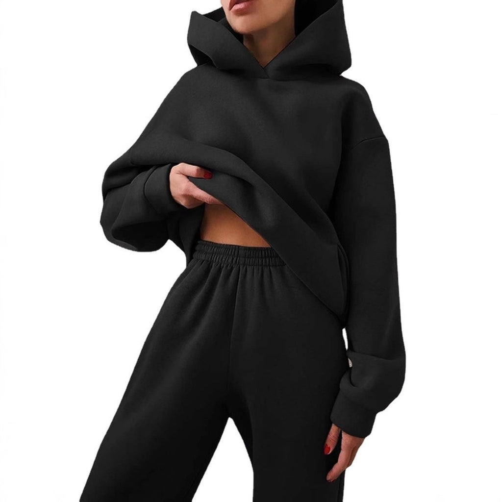 Oversized Fleece Hoodie Cuffed Jogger Athletic Set
