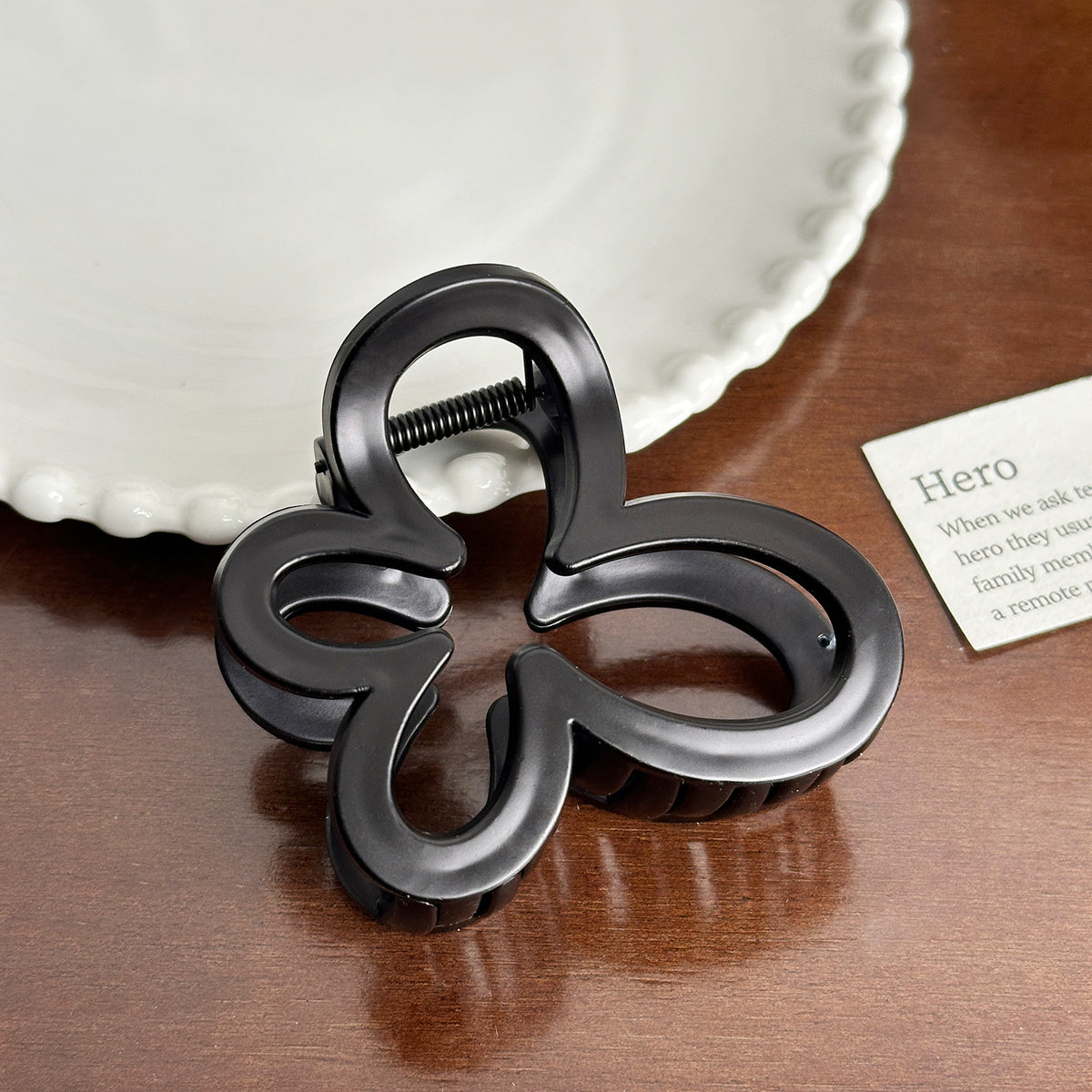 Openwork Butterfly Tortoise Hair Claw Clip - Black