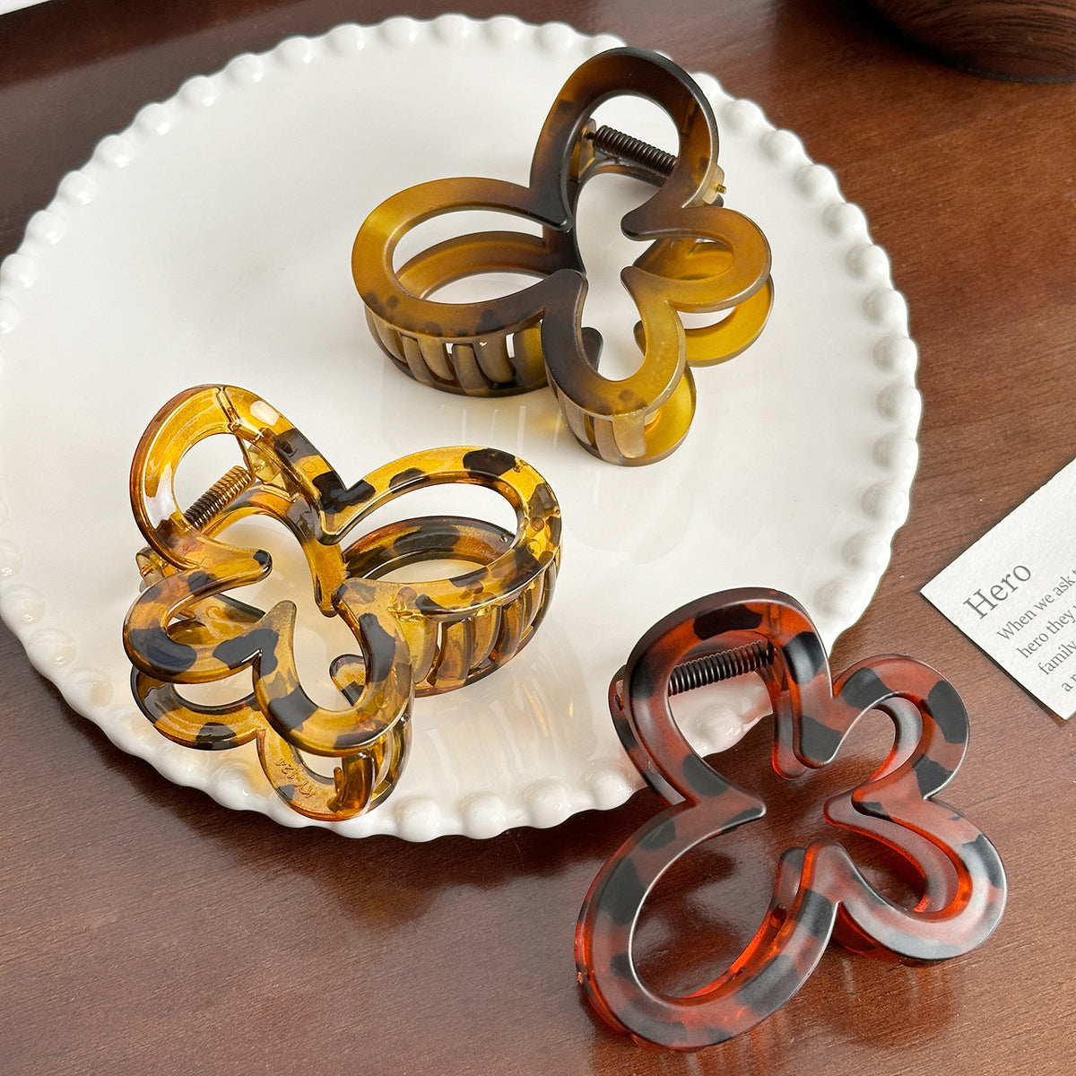 Openwork Butterfly Tortoise Hair Claw Clip - view 2