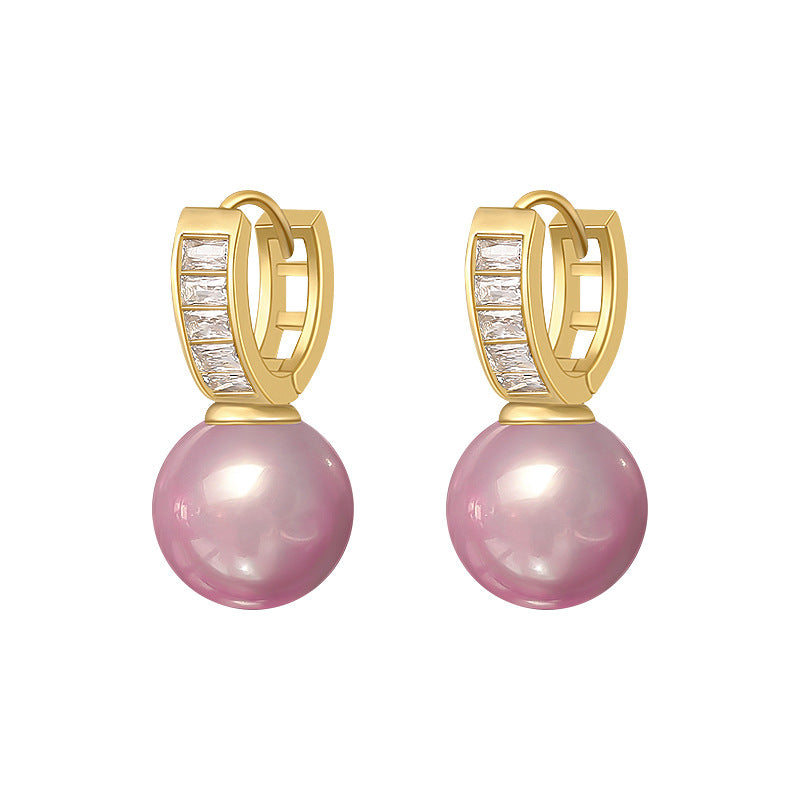 Baguette Crystal Pearl Drop Earrings