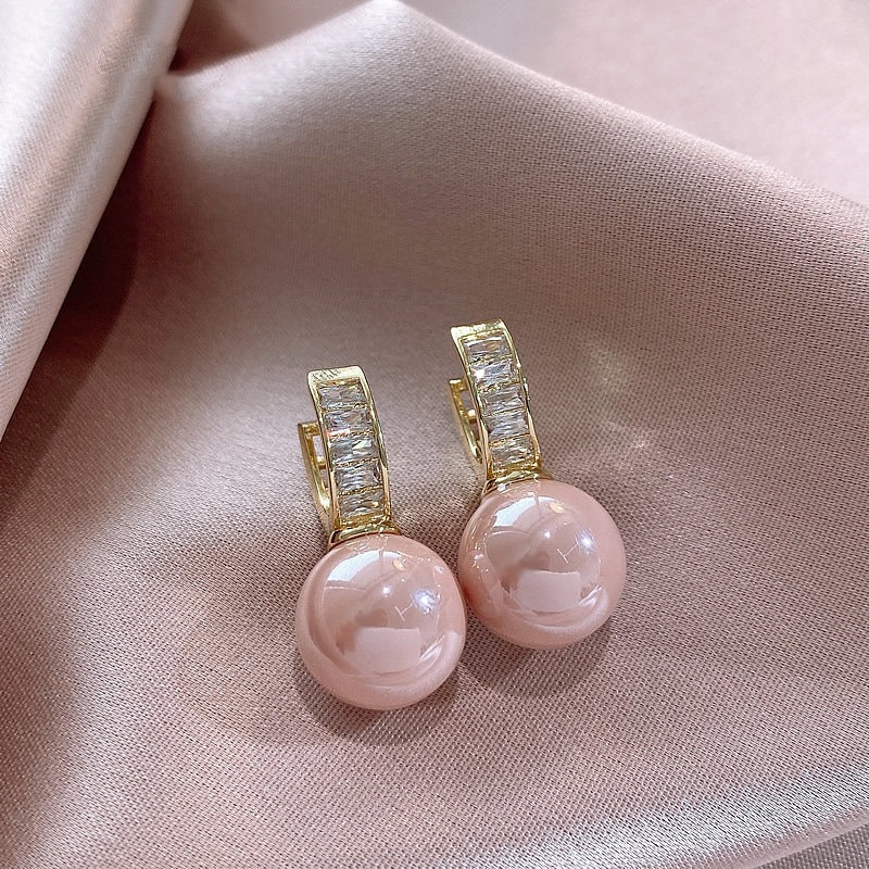 Baguette Crystal Pearl Drop Earrings - view 1