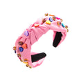 Colorful Heart Stud Knotted Headband - Pink