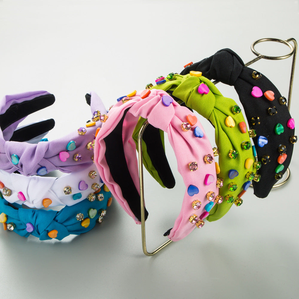 Colorful Heart Stud Knotted Headband