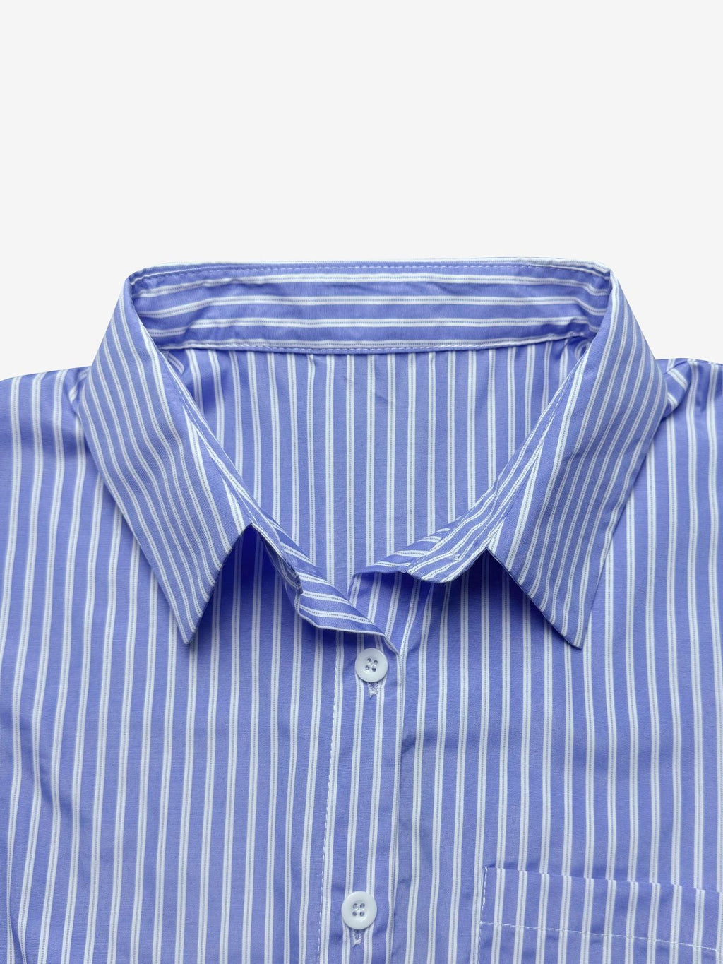 Bow Back Striped Shirt and Shorts Set - Blue - 3