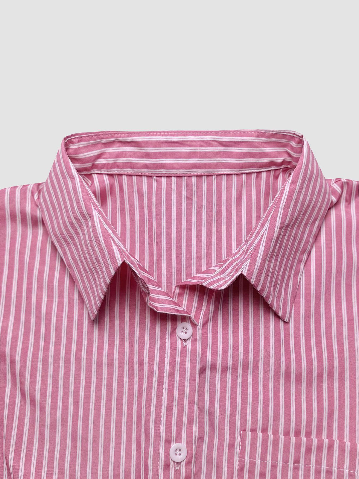 Bow Back Striped Shirt and Shorts Set - Pink - 3