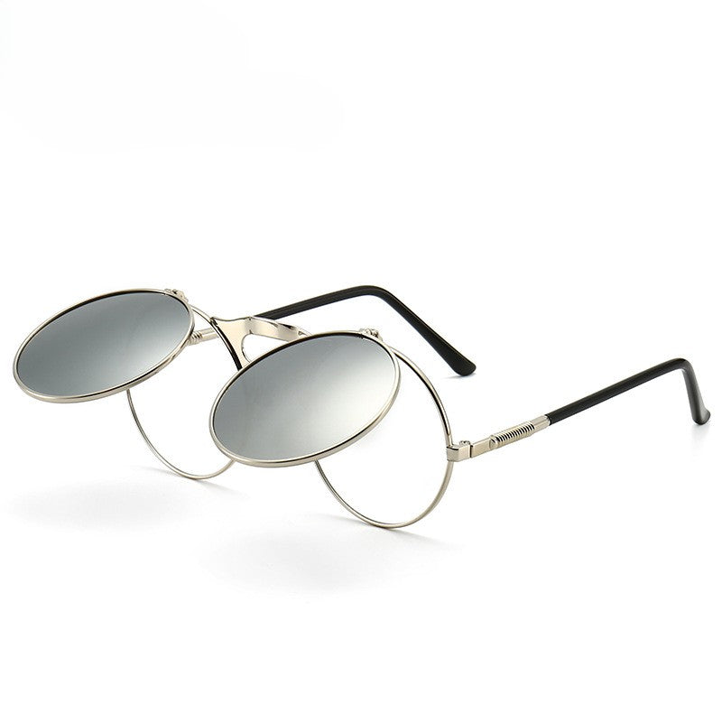 Round Flip Up Steampunk Sunglasses - C13