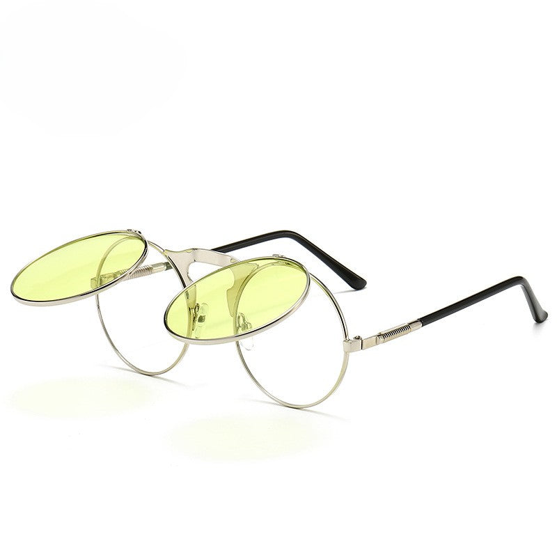 Round Flip Up Steampunk Sunglasses - C14