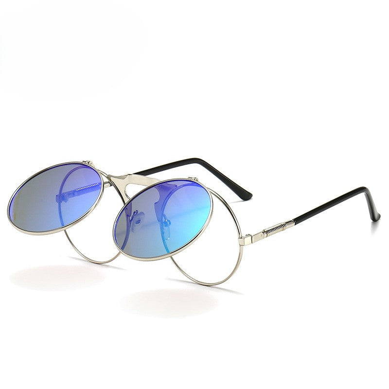 Round Flip Up Steampunk Sunglasses - C4