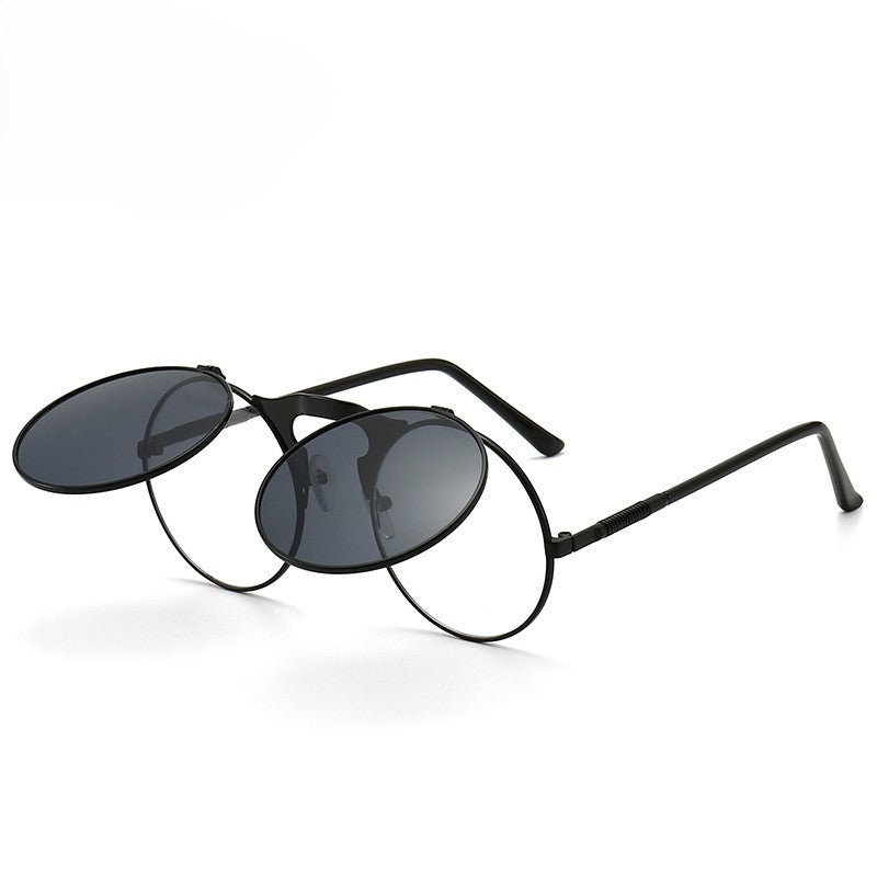 Round Flip Up Steampunk Sunglasses - C8
