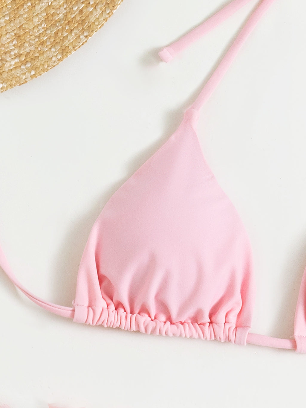 Floral Tulle Skirt Triangle Bikini Set - Pink - 5