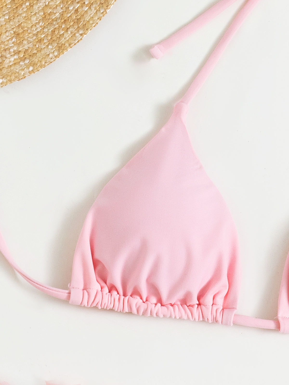 Floral Tulle Skirt Triangle Bikini Set - Pink - 5