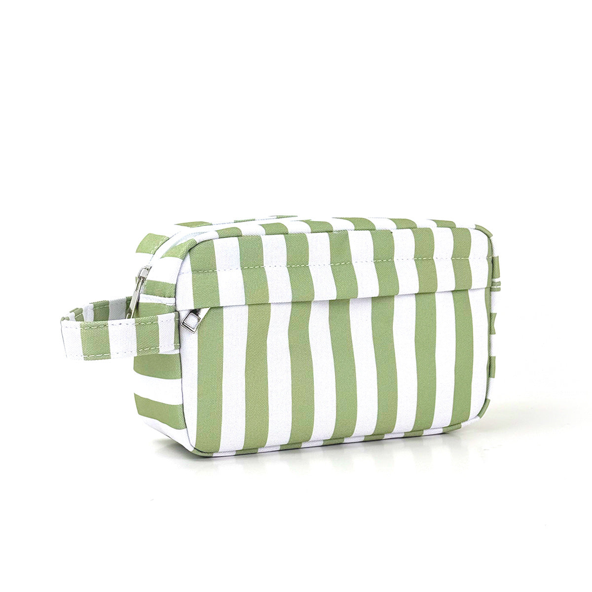 Vertical Stripe Canvas Toiletry Pouch - Green