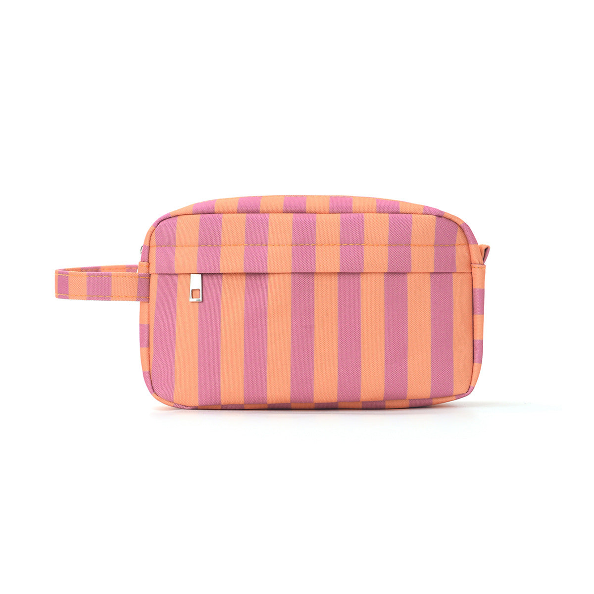Vertical Stripe Canvas Toiletry Pouch - Orange