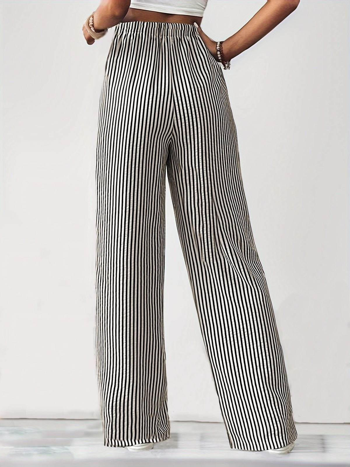 Striped Pleated Wide Leg Trousers - view 1