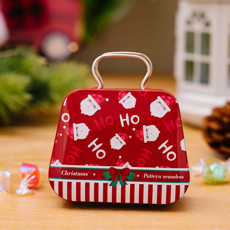 Christmas Tin Candy Box Shaped Like a Mini Purse - D