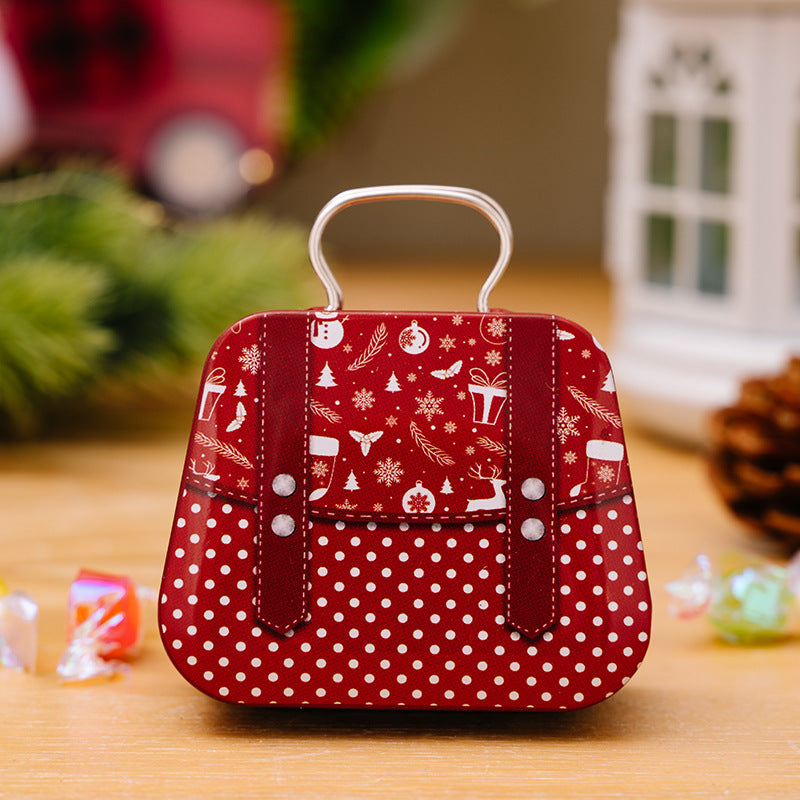 Christmas Tin Candy Box Shaped Like a Mini Purse - F